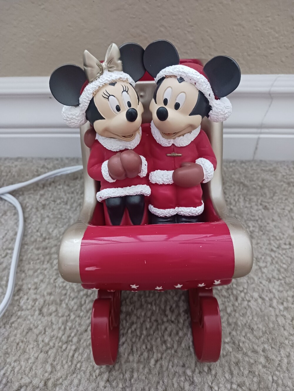Disney Mickey & Minnie Gold-Accented Red Holiday Sleigh Scentsy Wax Warmer